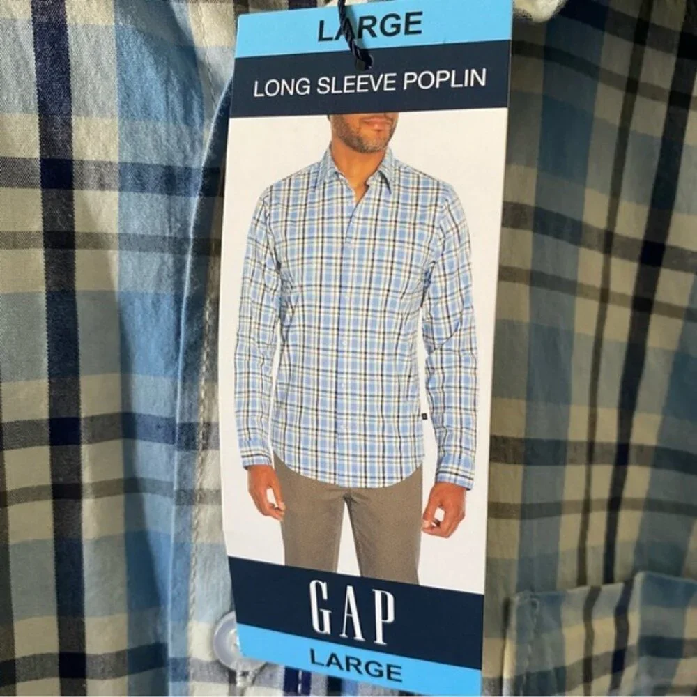 NWT‎ Gap Men's Long-Sleeved Poplin Button-Down Shirt Size L